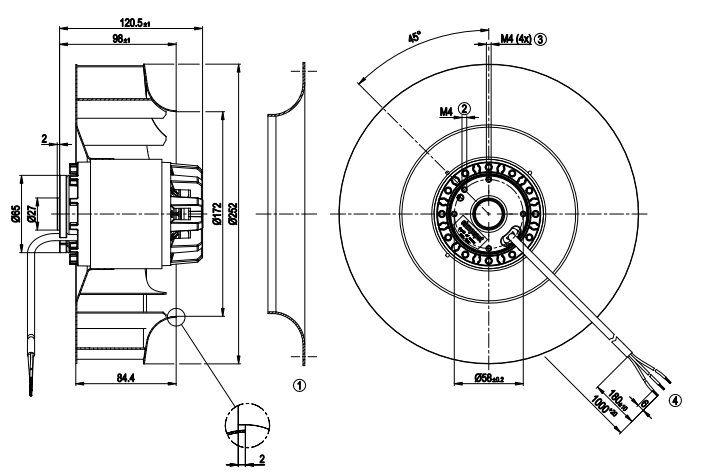 R2E250-AL05-16 of EBMpapst Centrifugal Blowe