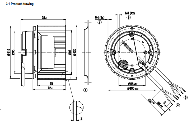R3G120-AB13-02 Ebm-papst centrifugal fan Motor M3G055-BD