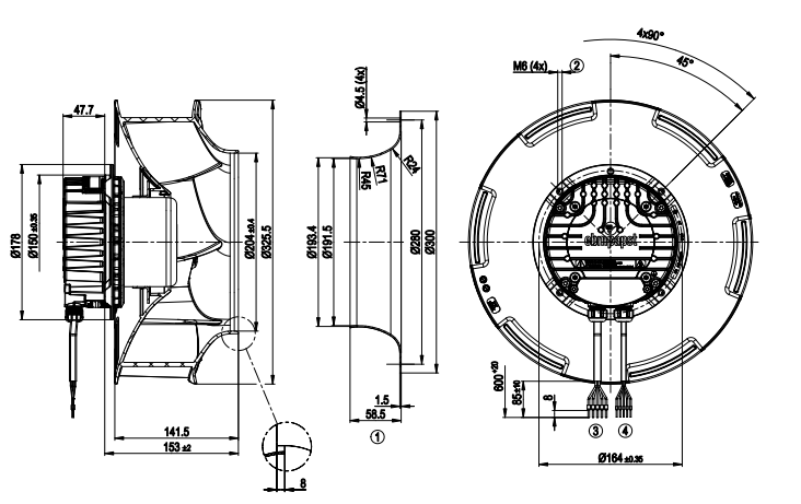 R3G310-RR05-H1 ebmpapst Fans 500W