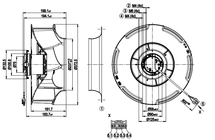 R3G355-RR01-H1 Motor M3G074-DF Ebm-papst Centrifugal Fans