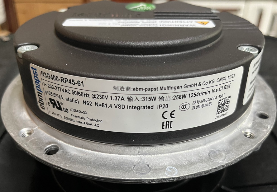 Ebm-papst R3G400-RP45-61 Motor M3G084-FA 230VAC 1.5A 330W cooling fan