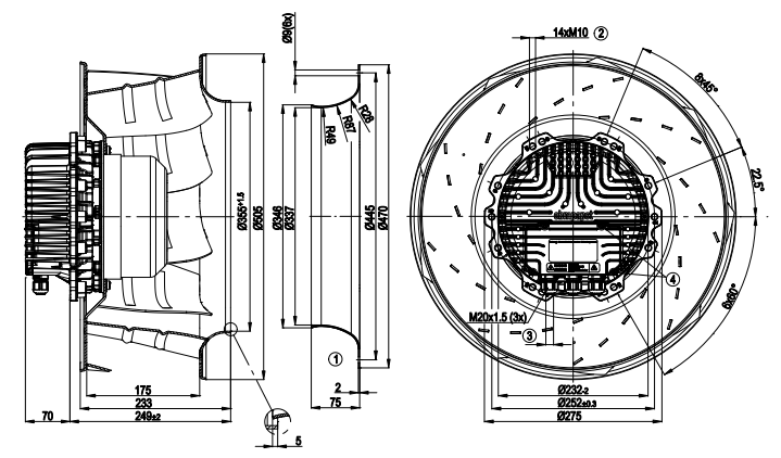 R3G500-AG25-15 Ebm-papst centrifugal fan Motor M3G150-FF