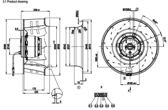 R4D500-AT03-08 Ebm-Papst Centrifugal Fan