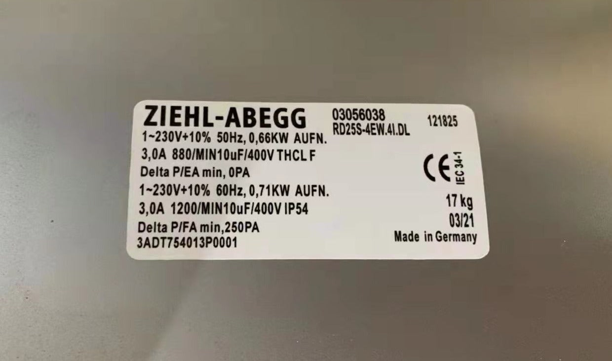 RD25S-4EW.4I.DL ZIEHL-ABEGG Centrifugal Fan
