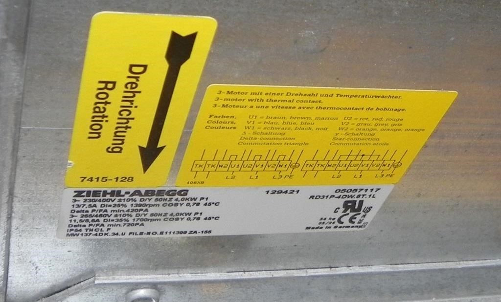 RD31P-4DW.6T.1L ZIEHL-ABEGG Centrifugal Fan