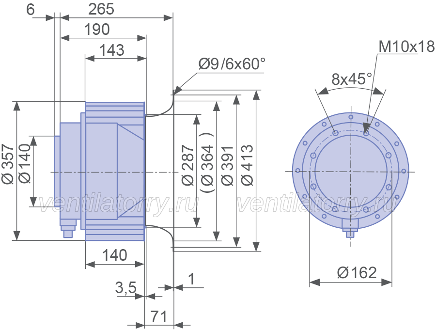 RE35P-6DK.6F.1R ZIEHL-ABEGG centrifugal fan