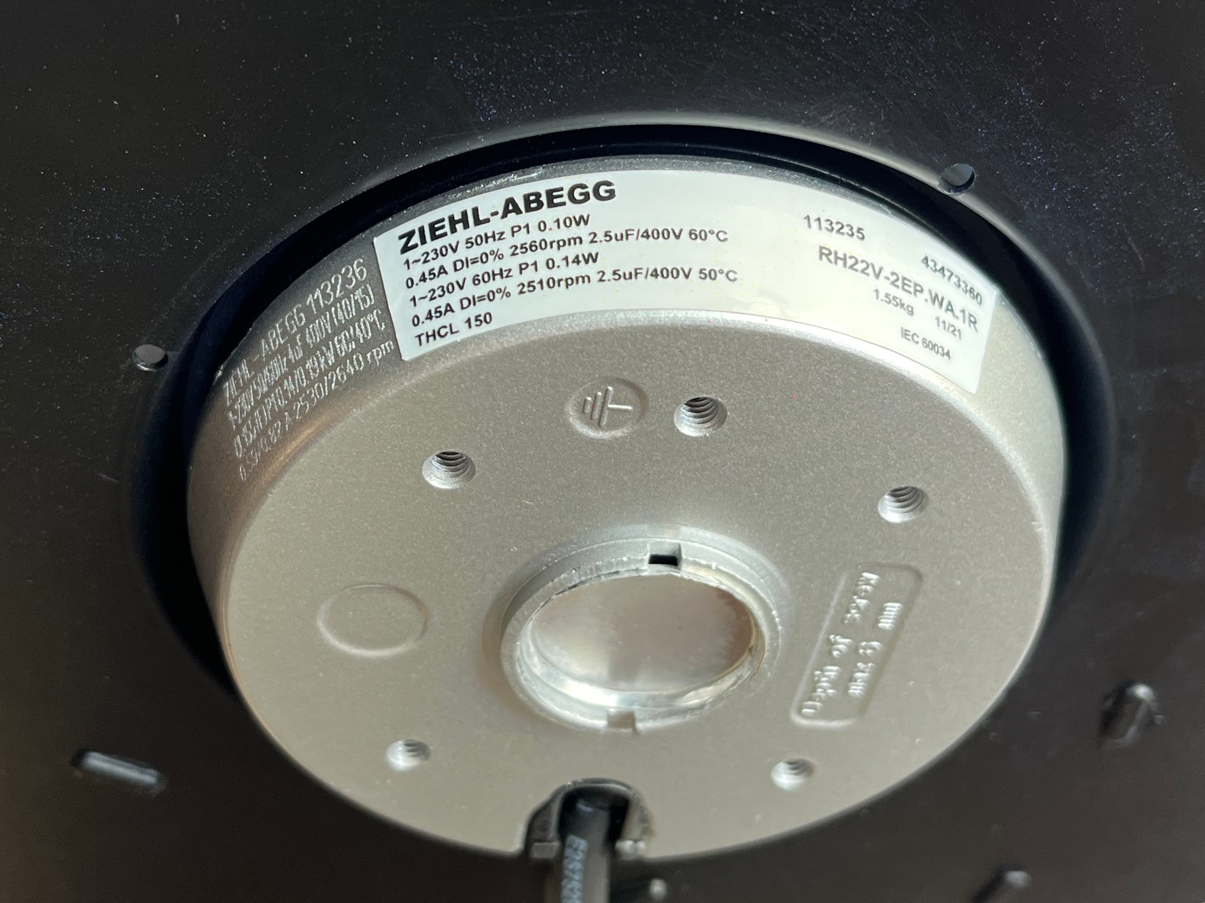 RH22V-2EP.WA.1R ZIEHL-ABEGG centrifugal fan 230V High Efficiency Quiet Cooling Solution