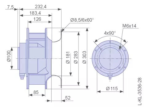 RH28C-2DD.3I.CR ZIEHL-ABEGG centrifugal fan 400-500V For ABB
