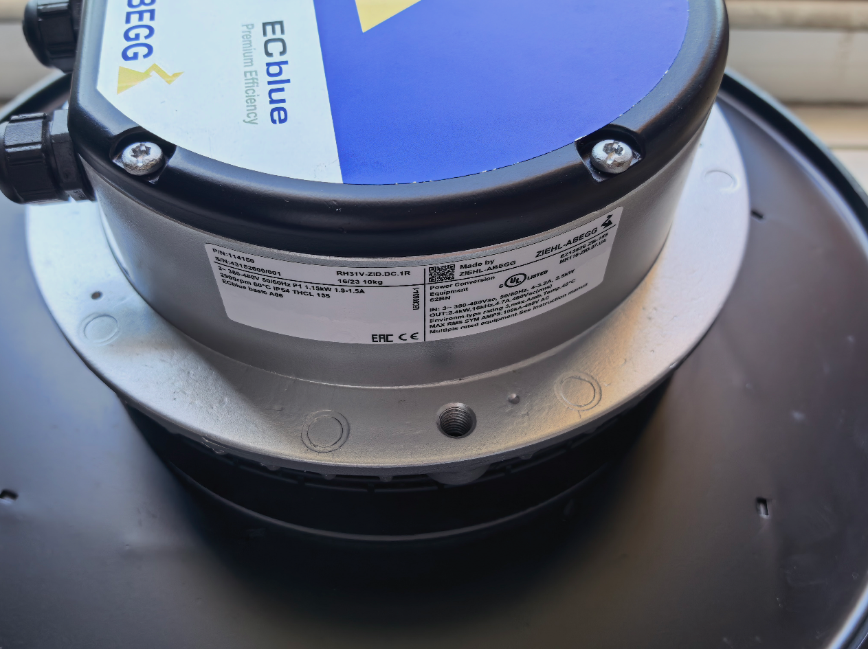 RH31V-ZID.DC.1R MK116-ZID.07.UA ZIEHL-ABEGG Centrifugal Fan | 380/480V 1.15kW | Compact & Durable