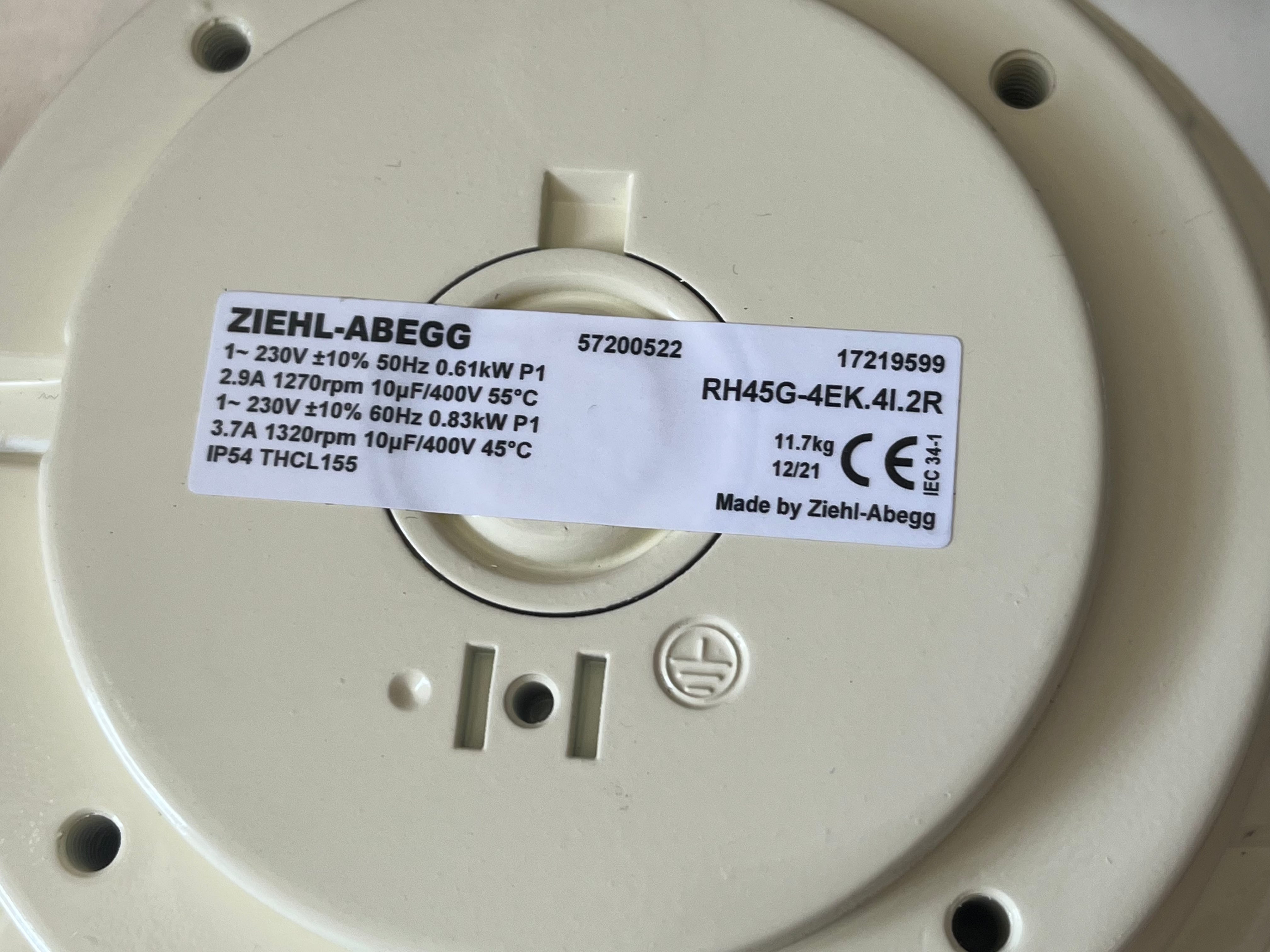 Brand new RH45G-4EK.4I.2R ZIEHL-ABEGG centrifugal fan 1-230V 50/60HZ Professional Industrial Cooling Solution