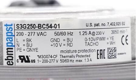 S3G250-BC54-01 Ebmpapst EC Axial Fan 250x105.4mm 230VAC 170W