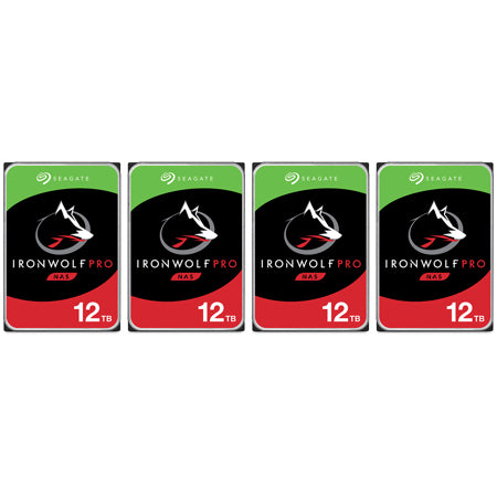 Seagate IronWolf Pro SATA III 3.5" Internal NAS Hard Drive, 7200 RPM 12TB 4-Pack