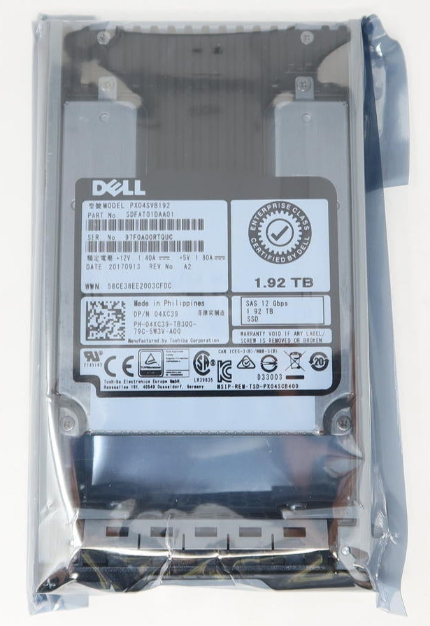 Dell 4XC39 1.92TB SAS 2.5" 12G MU SSD PX04SVB192