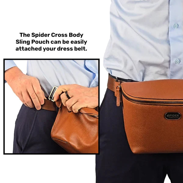 1540: SpiderPro Leather Sling Pouch - Brown