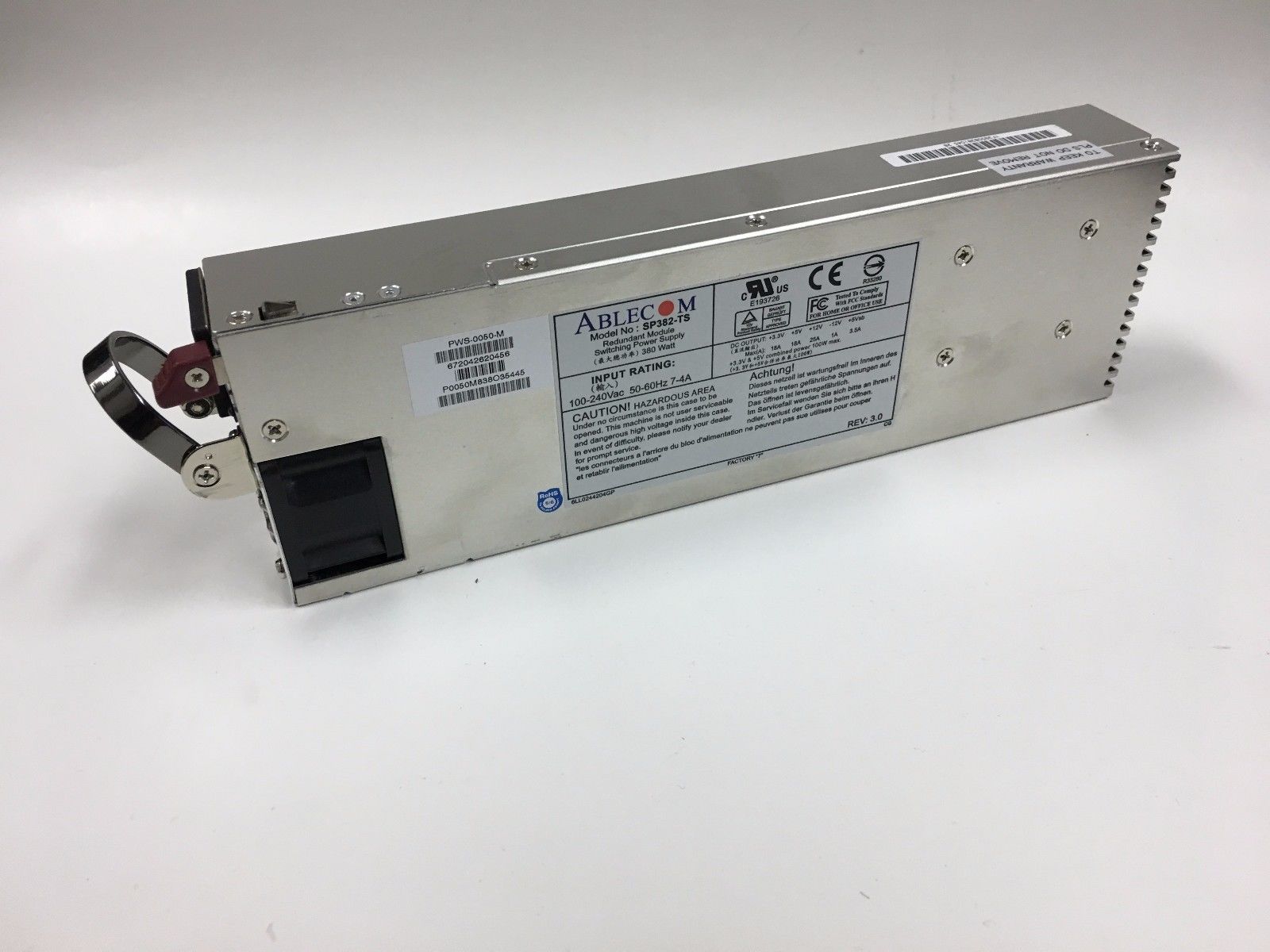 Supermicro PWS-0050-M 380W 3U Module with PFC SP382-TS Power Supply - PWS-0050-M.