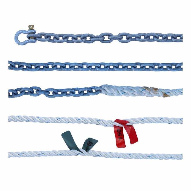 Titan Chain CAR3S91250H1415 Three Strand Anchor Rode, 9/16" x 250' Line, 1/4" x 15' Chain