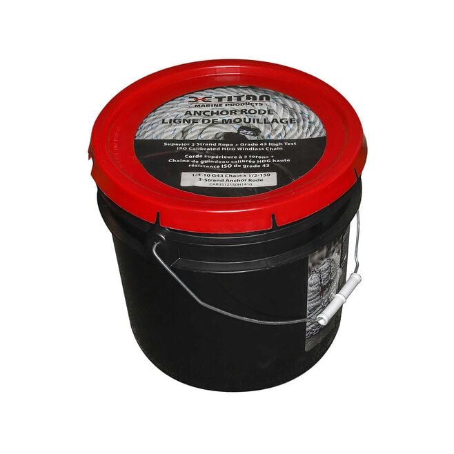 Titan Chain CAR3S91200H5115 Three Strand Anchor Rode, 9/16" x 200' Line, 5/16" x 15' Chain