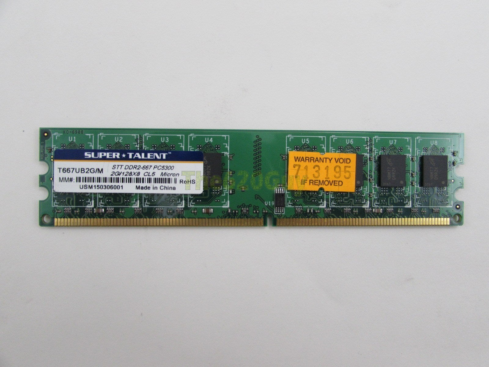 SuperTalent 2GB 240-Pin DDR2 667 (PC2 5300) 128x8 CL5 "MICRON CHIPS" Desktop Memory - T667UB2G/M