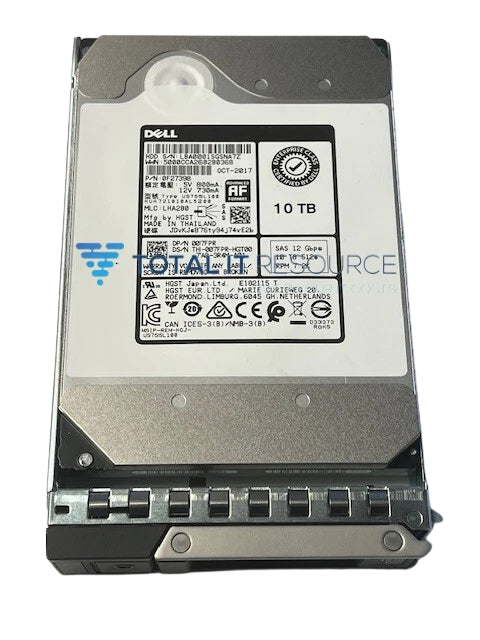 07FPR Dell 10TB 12gpbs 3.5" 7.2K SAS HDD Hard Drive