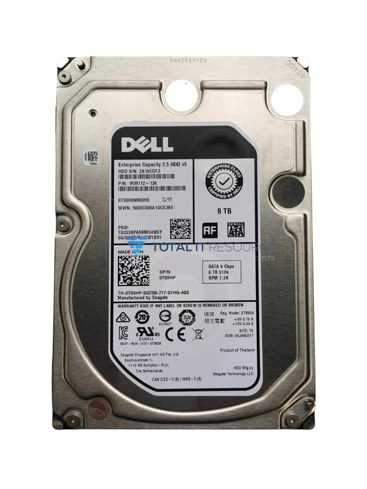 T05HP, 4WXV5, 88MH8 ,J6RTX Dell 8TB 3.5-inch LFF SATA 6Gb/s 7.2K RPM 512e (SATA Hot-Plug Hard Drive