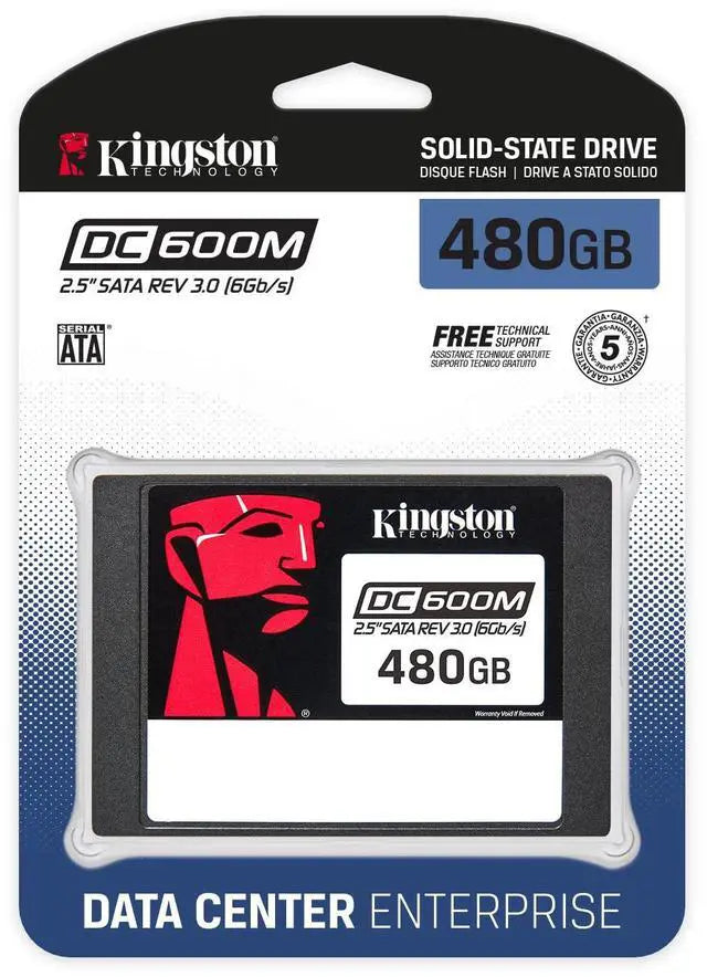 Kingston SEDC600M/480G DC600M 480 GB Solid State Drive - 2.5" Internal - SATA (SATA/600 - Mixed Use - Server Device Supported - 1 DWPD - 876 TB TBW - 560 MB/s Maximum Read Transfer Rate - 256-bit AES