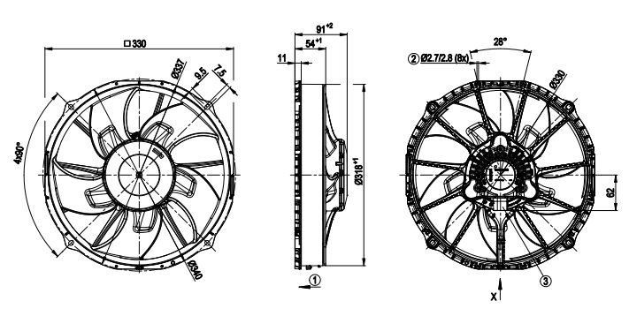 W1G300-EC24-03 ebm-papst Fan 26V 255W 3080RPM