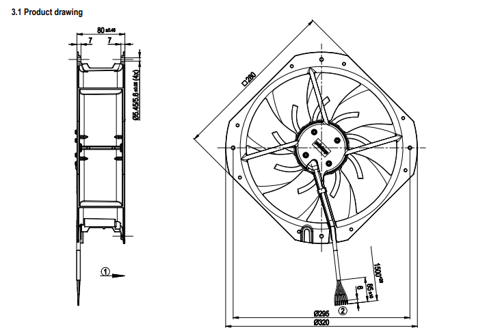 EBMpapst W2D250-HI02-05 AC AXIAL FAN