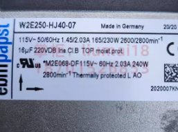 W2E250-HJ40-07 Ebm-Papst axial fan Rittal Cabinet Cooling Systems 115V 165W
