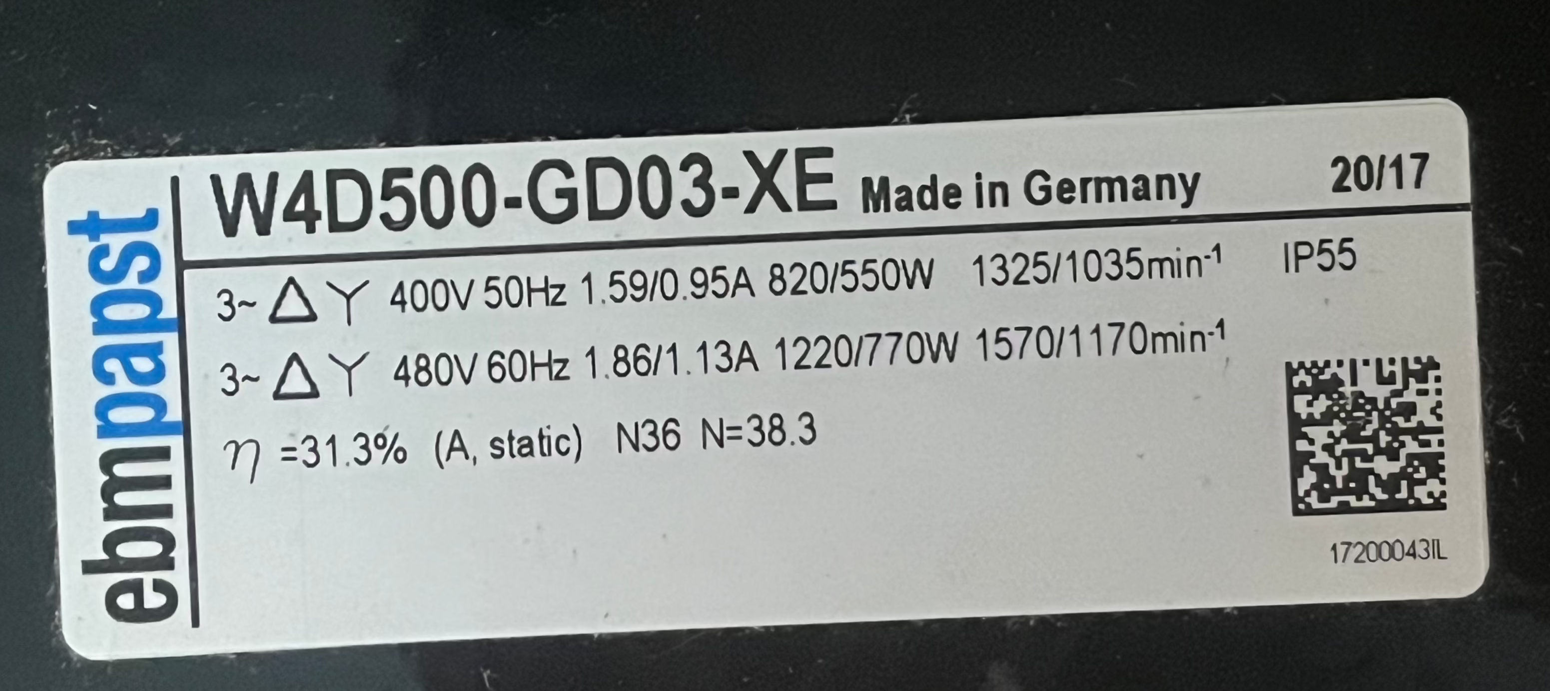 W4D500-GD03-XE 3-400V 50/60HZ EBMPAPST Axial Fan