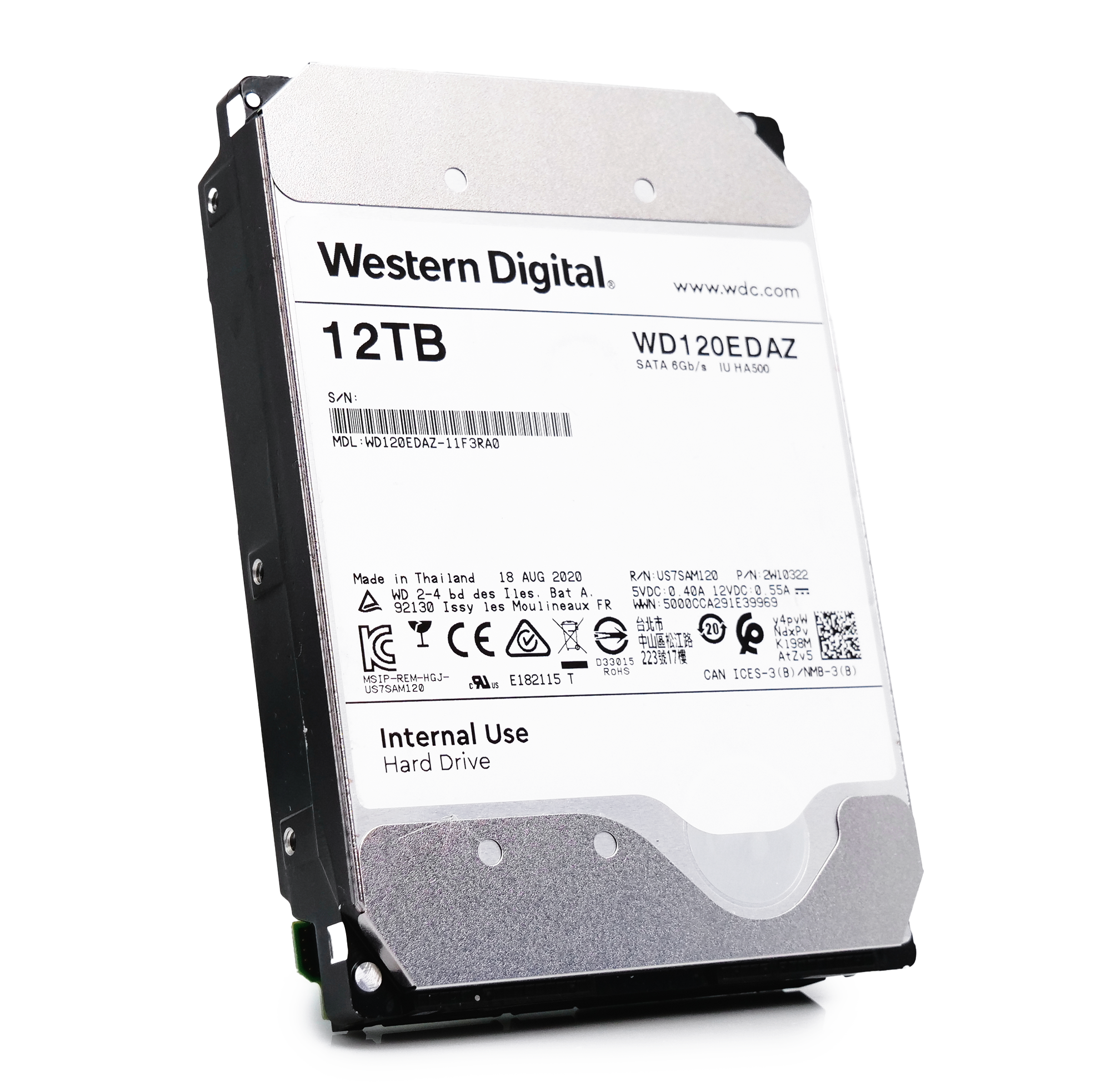Western Digital WD120EDAZ-11F3RA0 12TB 5.4K RPM SATA 6Gb/s 512e 3.5in Refurbished HDD