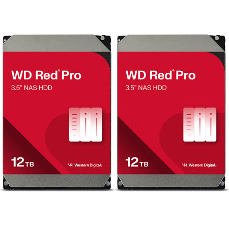 WD Red Pro 3.5" SATA III Internal NAS Hard Drive 12TB 512MB Cache 2-Pack
