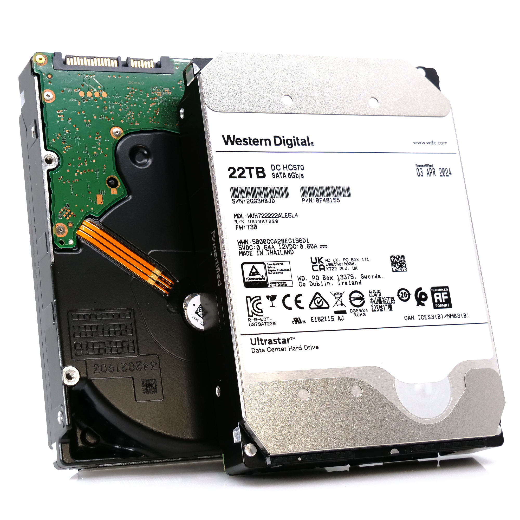 Western Digital Ultrastar DC HC570 WUH722222ALE6L4 0F48155 22TB 7.2K RPM SATA 6Gb/s 512e SE 3.5in Hard Drive