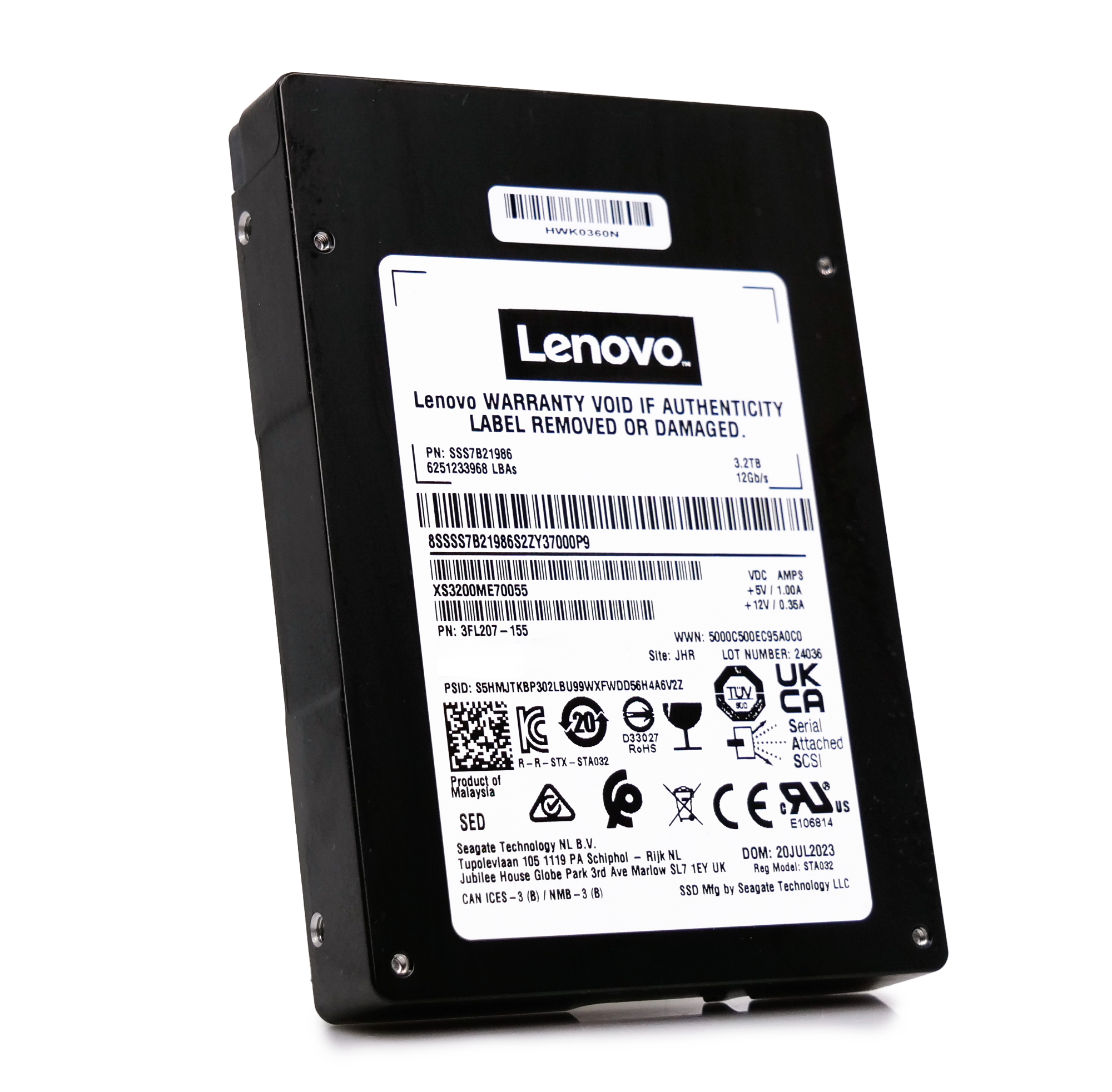 Lenovo/Seagate Nytro XS3200ME70055 SSS7B21986 3.2TB 10 DWPD SAS-3 12Gb/s 3D eTLC 2.5in Enterprise Solid State Drive