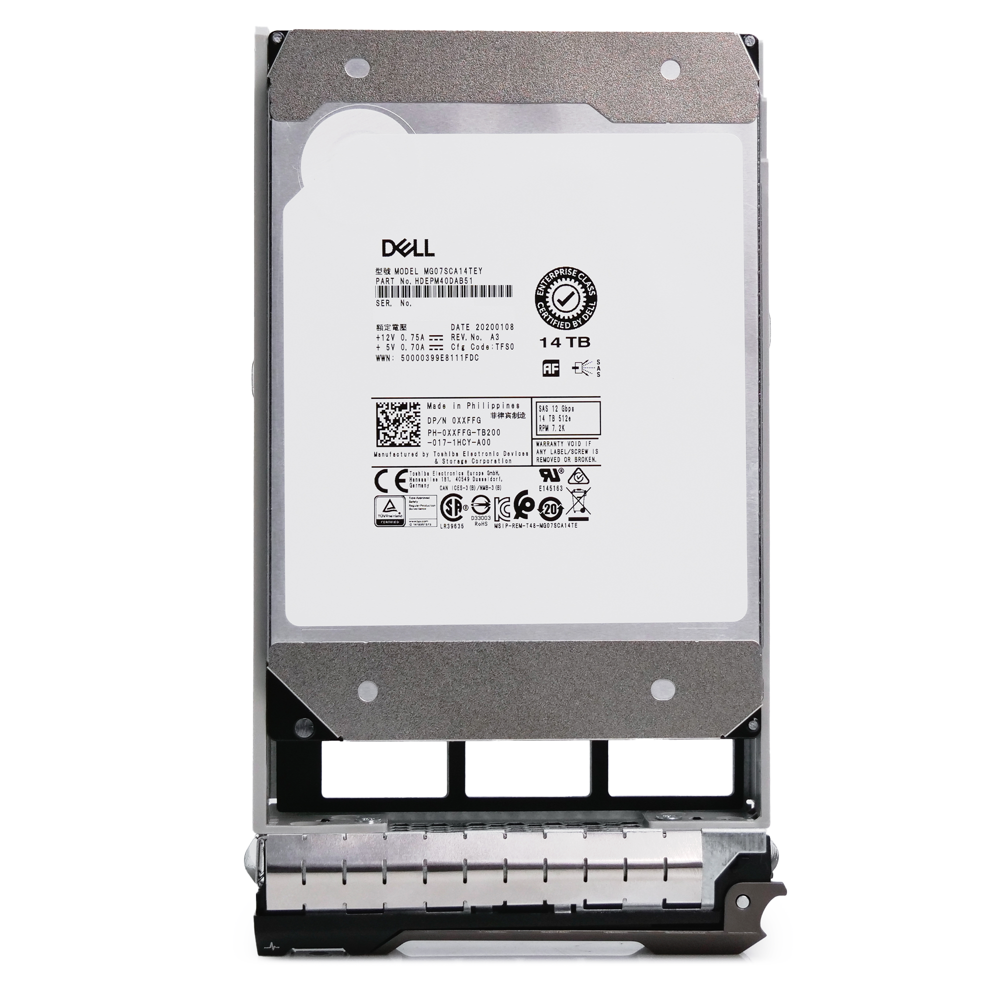 Dell G13 0XXFFG 14TB 7.2K RPM SAS 12Gb/s 512e 3.5in Hard Drive