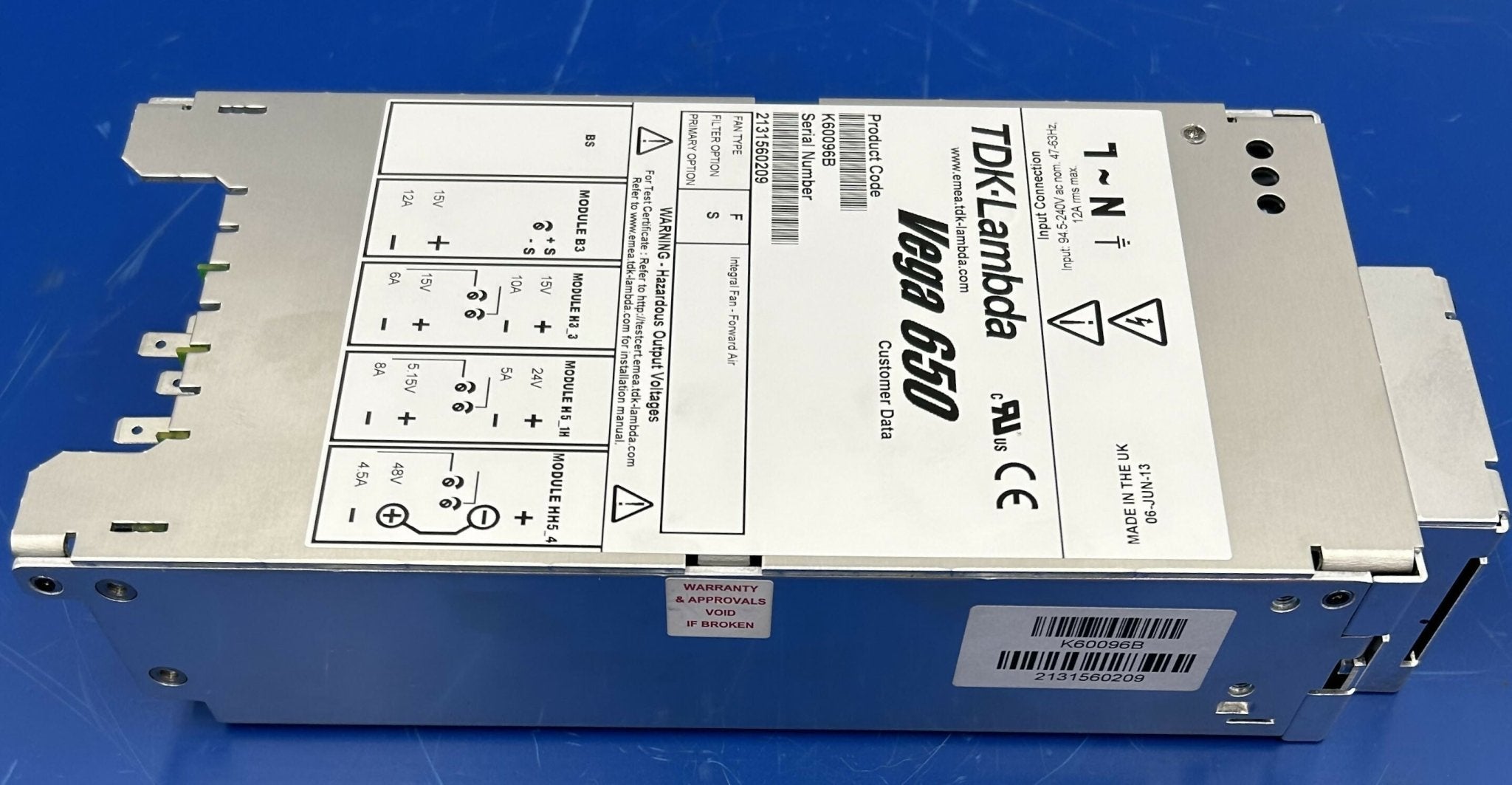 AC/DC VEGA650 POWER SUPPLY NEW (07755114/7755114/K60096B SIEMENS/LAMBDA