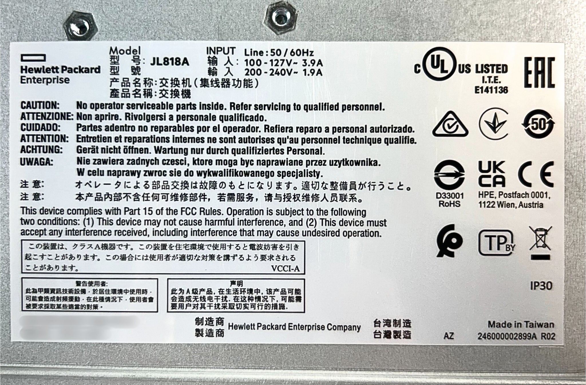 Aruba Networks JL818A Aruba 4100i 24-Port 1GbE x 4SFP+ Managed Switch