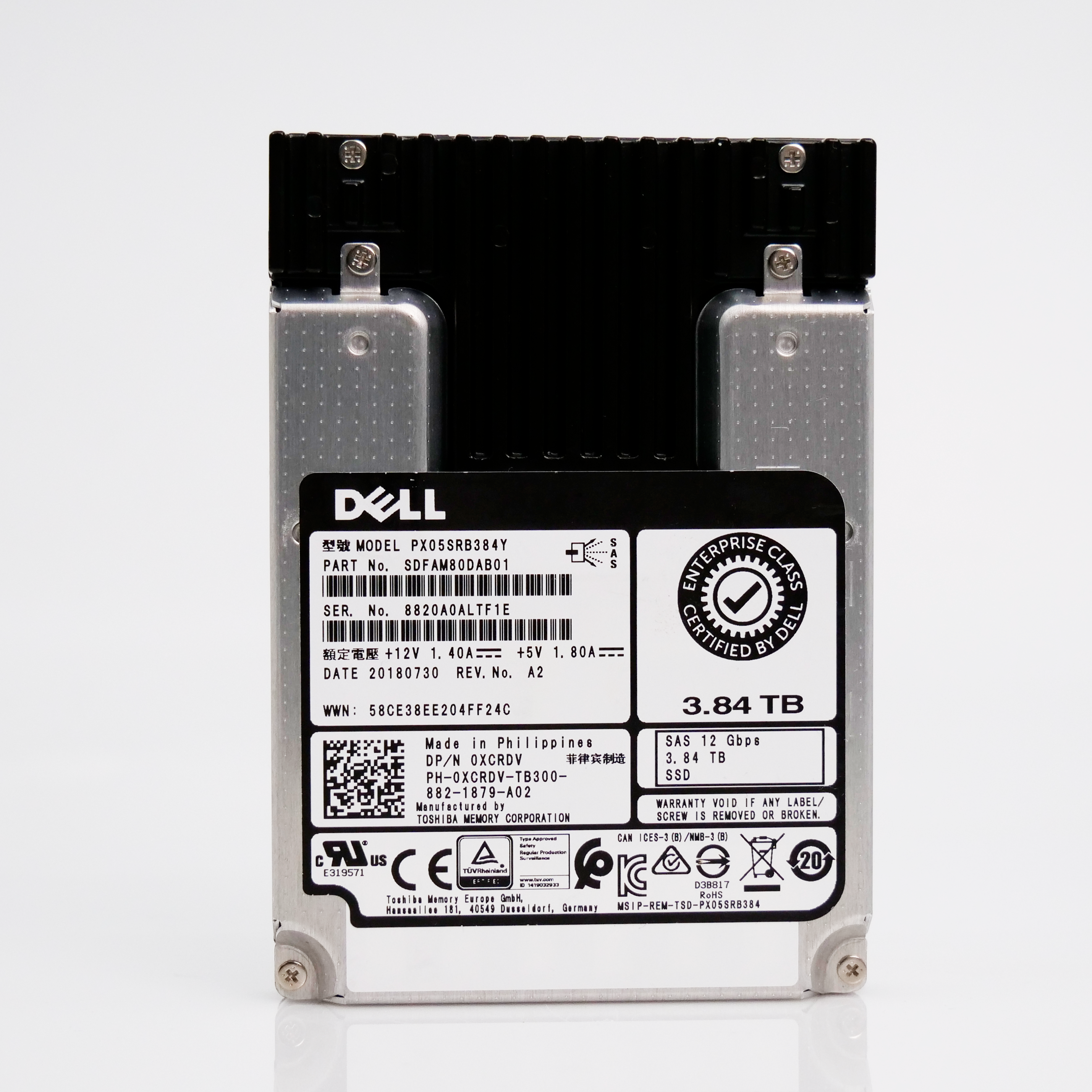 Kioxia PX05SRB384Y 3.84TB 1 DWPD SAS-3 12Gb/s Read Intensive MLC 2.5in Refurbished SSD