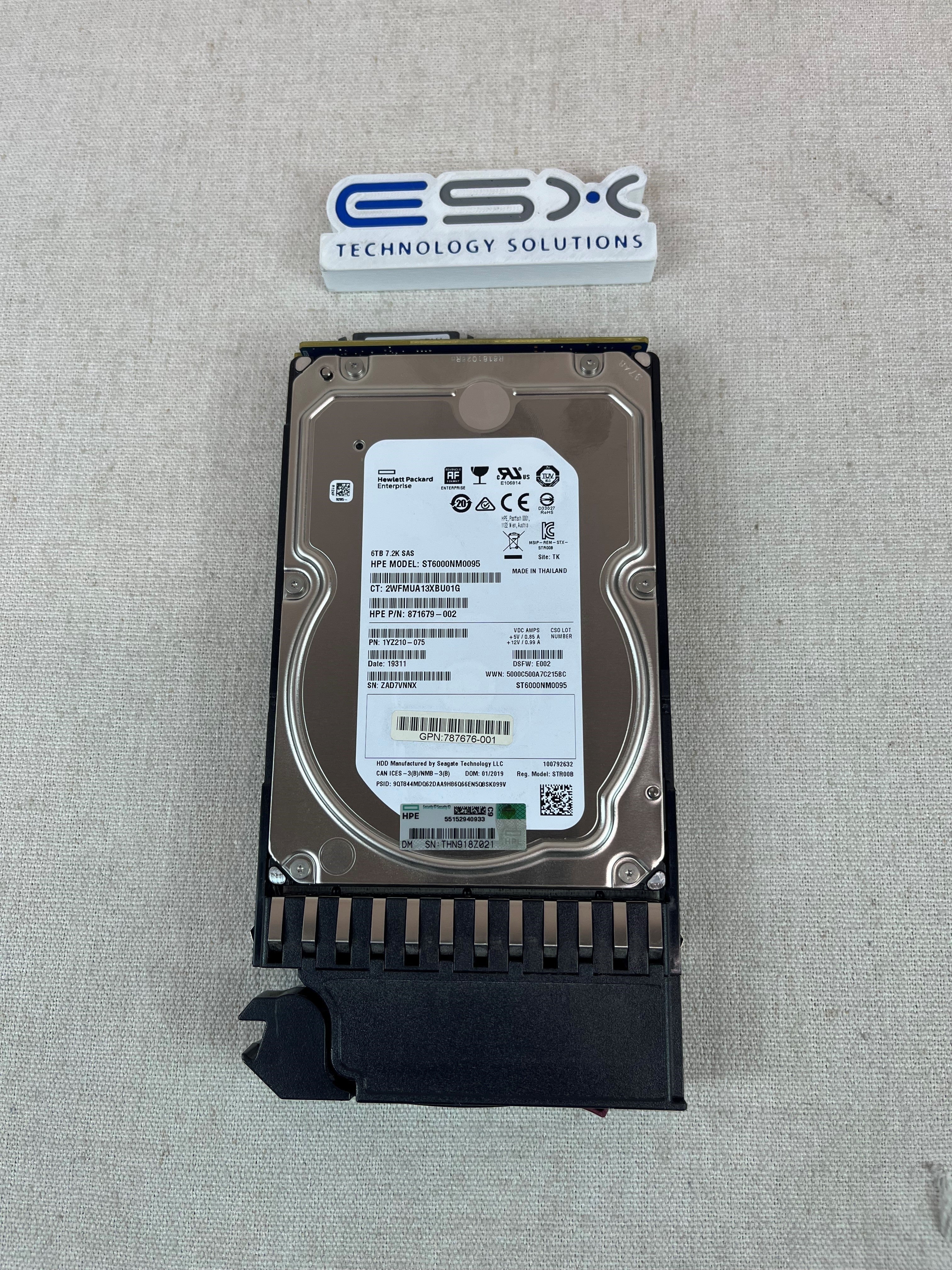 HPE MSA 6TB 12G SAS 7.2K 3.5IN MDL 787643-001 J9F43A