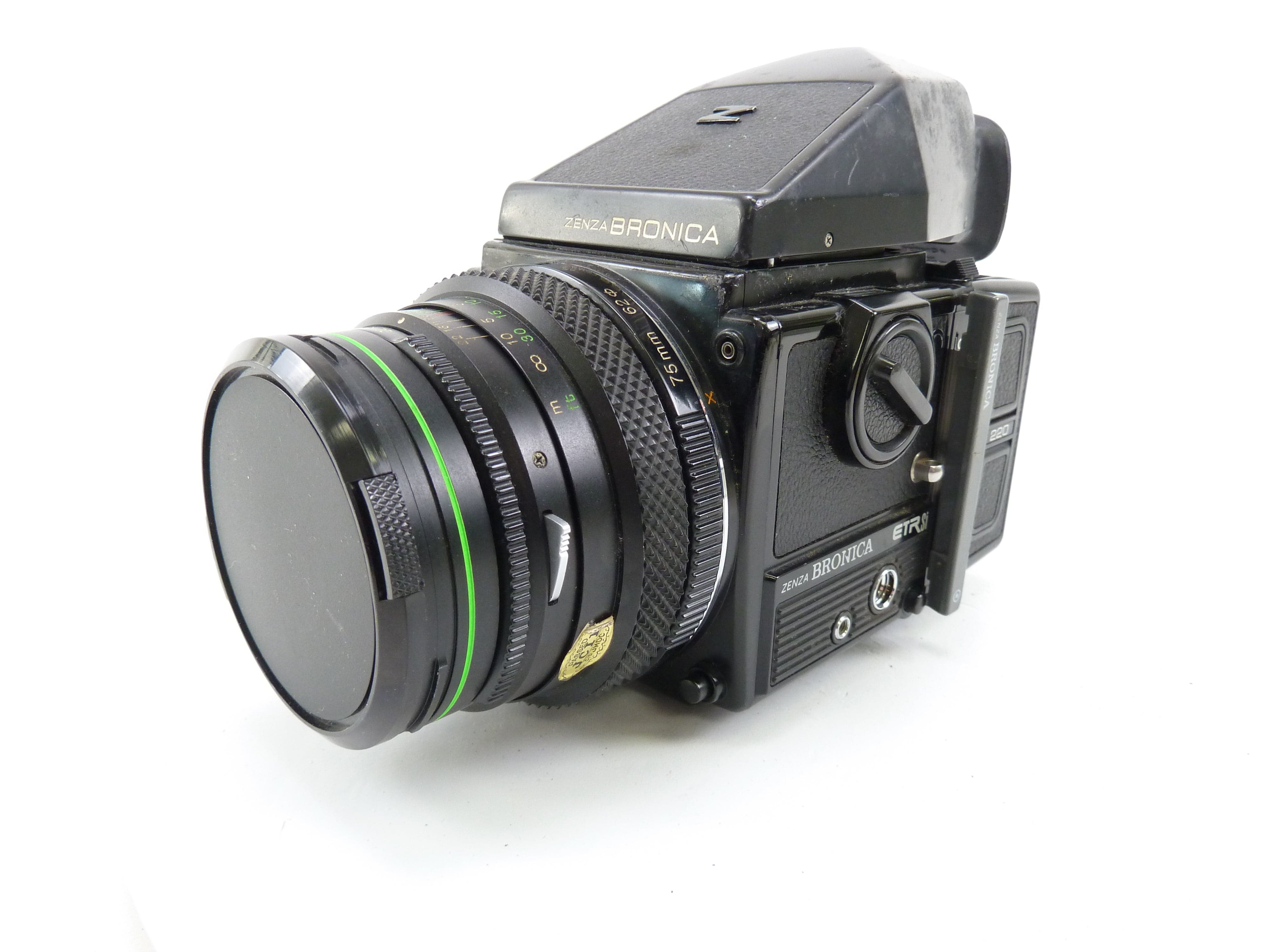 Bronica ETRSi Camera Kit with 75MM F2.8 Lens, 220 Back, and Prism Finder