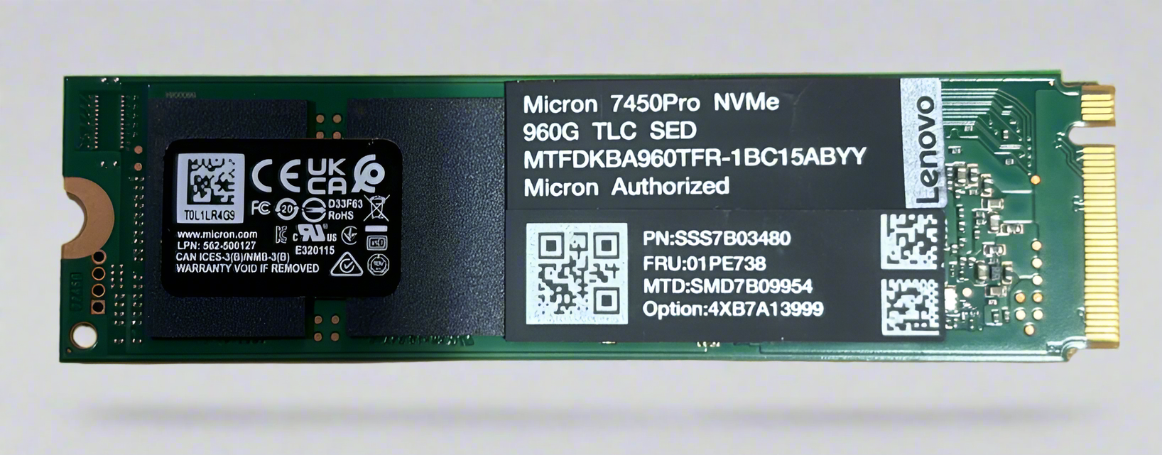 Lenovo 960GB NVMe PCIe 3.0 x4 Non-Hot Swap SSD MTFDKBA960TFR-1BC15ABYY 01PE738