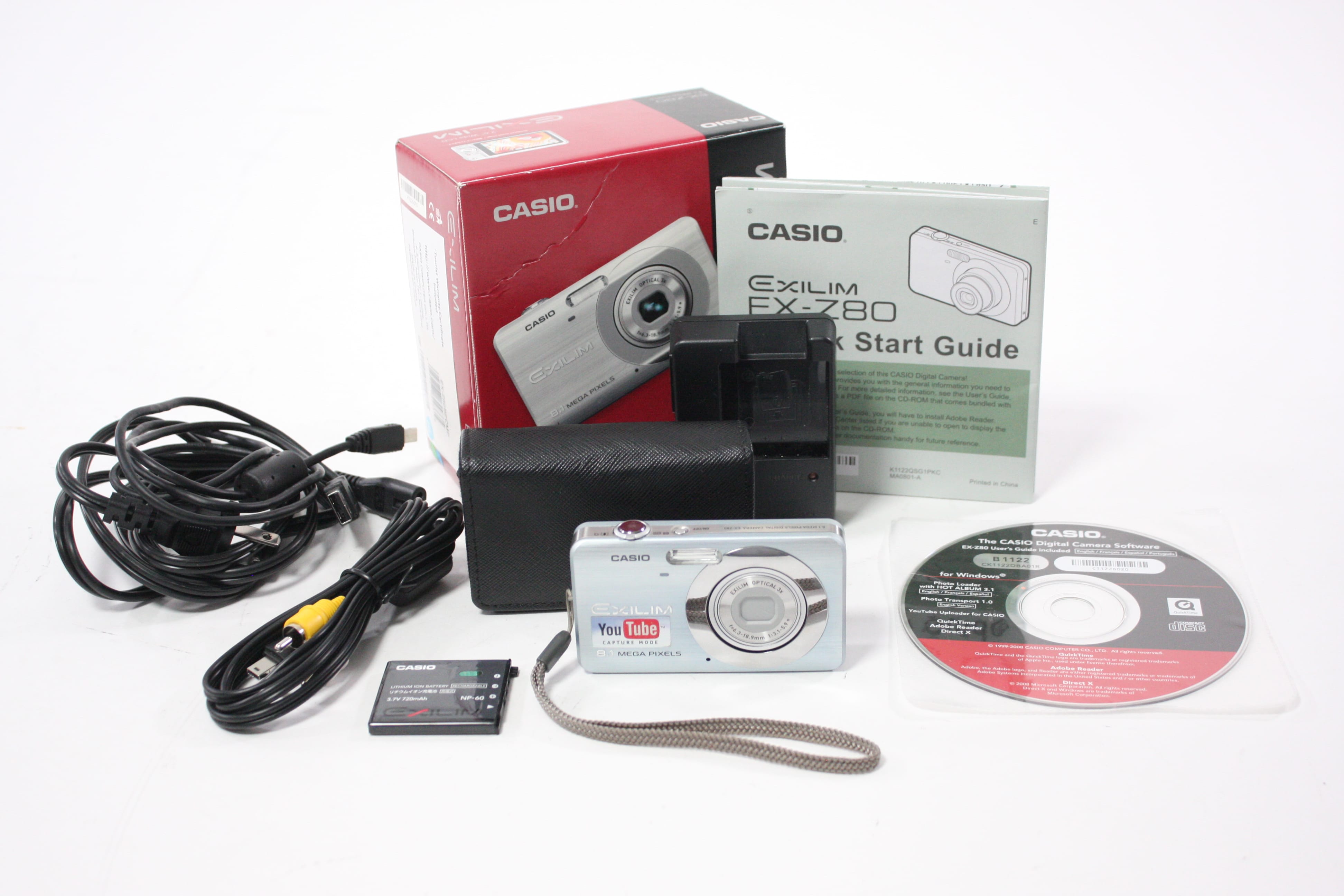 Casio EX-Z80A Digital Point and Shoot Camera 3x Zoom 8.1mp (Light Blue)