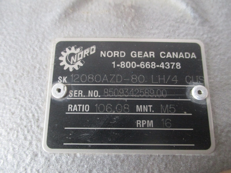 NORD SK12080AZD-80LH/4CUS 332/575V 3.60/1.50A NSNP