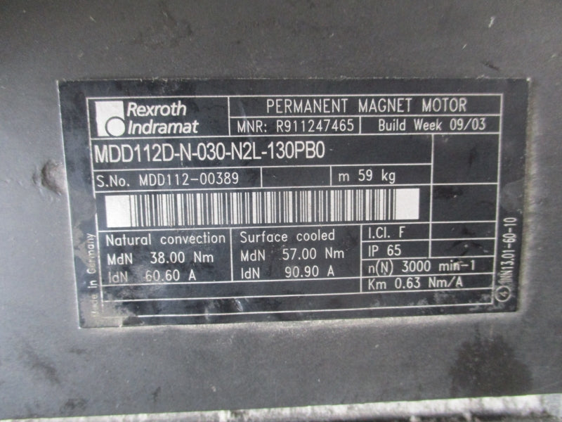 REXROTH INDRAMAT MDD112D-N-030-N2L-130PB0 R911247465 60.60A NSNP