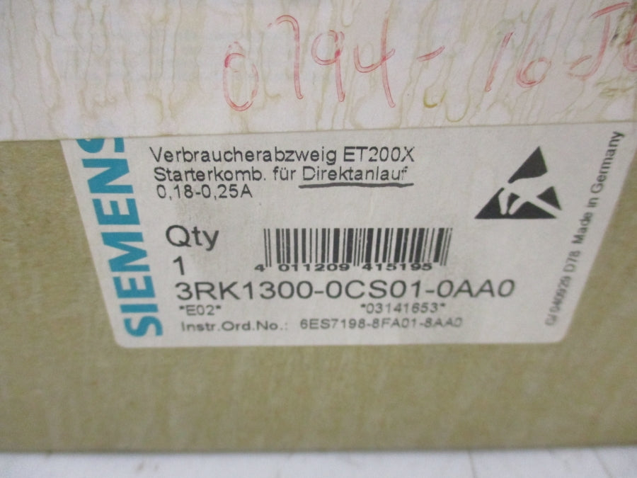 SIEMENS 3RK1300-0CS01-0AA0 600V 0.18-0.25A NSNP