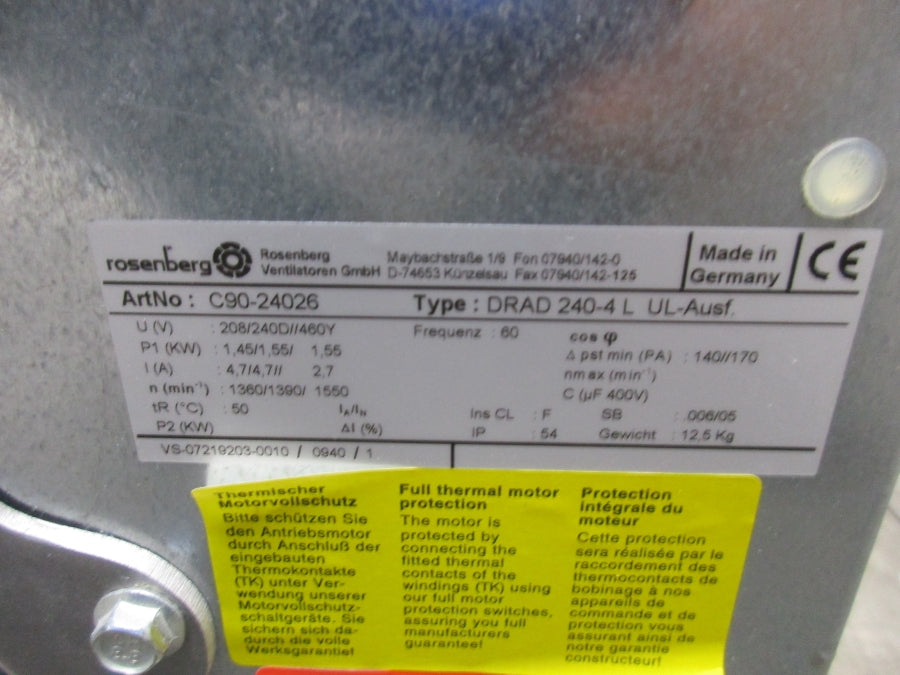 ROSENBERG C90-24026 208/240//460V 4.7/2.7A NSNP