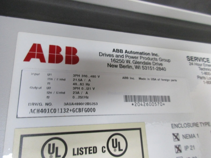 ABB ACH401C01132+GCBFG000 380-480V 21.5A NSMP