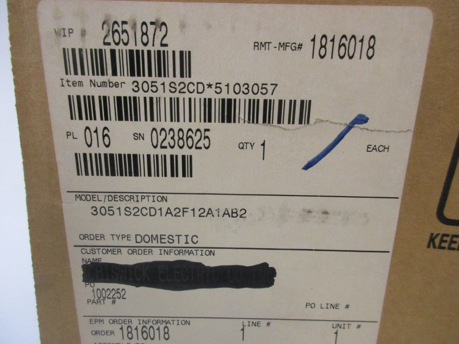 ROSEMOUNT 3051S2CD1A2F12A1AB2 10.5-42.4VDC 2000PSI NSMP