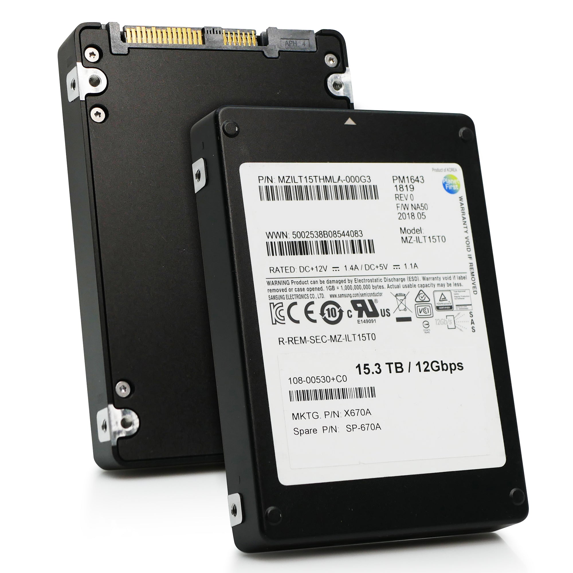 Samsung PM1643 MZILT15THMLA 15.36TB 1 DWPD SAS 12Gb/s 3D TLC 2.5in Refurbished SSD