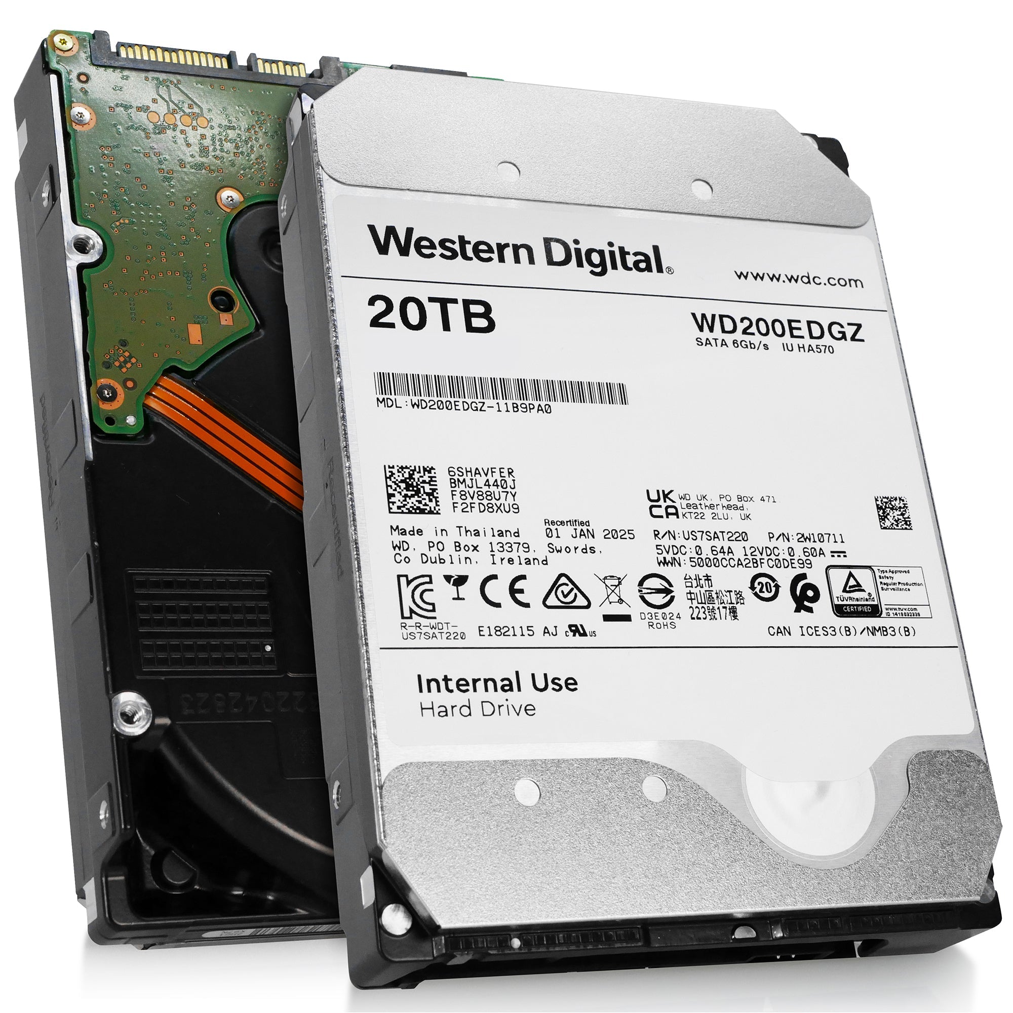 Western Digital WD200EDGZ 20TB 7.2K RPM SATA 6Gb/s 512e 3.5in Recertified Hard Drive