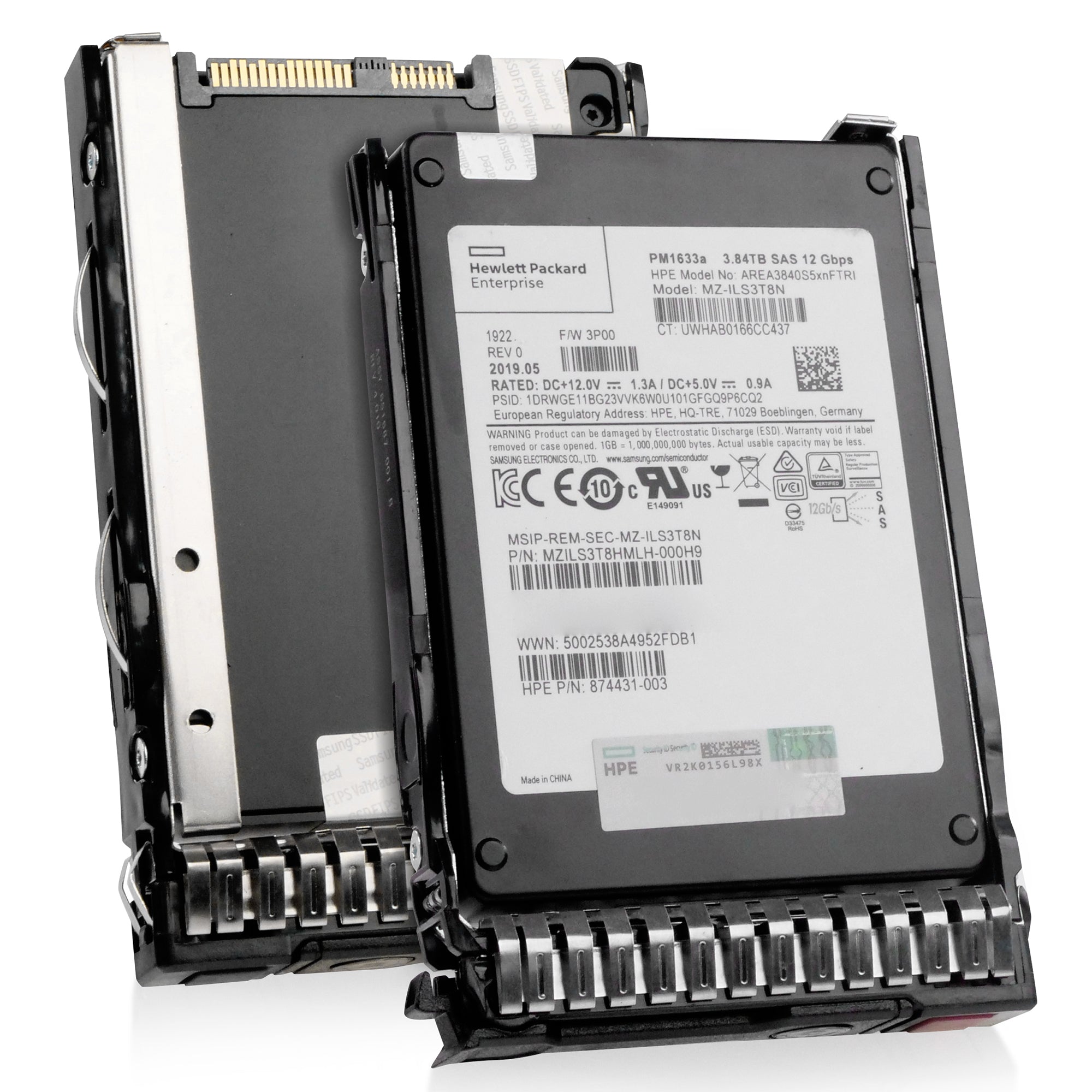 HP Generation 8 AREA3840S5xnFTRI 874431-003 3.84TB 1 DWPD SAS 12Gb/s 3D TLC V-NAND in Refurbished SSD